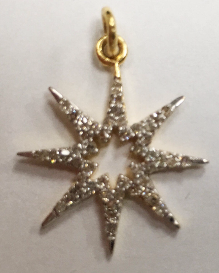 14k Solid Gold Star Diamond Pendants. Genuine handmade pave diamond Pendant. Approx Size 0.84 "(18 x 21 mm)