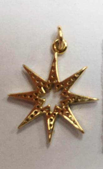 14k Solid Gold Star Diamond Pendants. Genuine handmade pave diamond Pendant. Approx Size 0.84 "(18 x 21 mm)