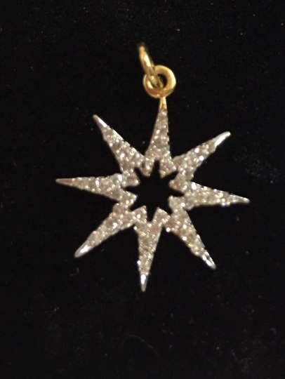 14k Solid Gold Star Diamond Pendants. Genuine handmade pave diamond Pendant. Approx Size 0.84 "(18 x 21 mm)