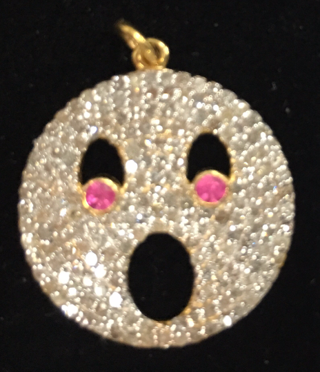 14K Solid Gold Funny Face Diamond Pendants. Genuine handmade pave diamond Pendant. Approx Size 0.88 "(22 mm)