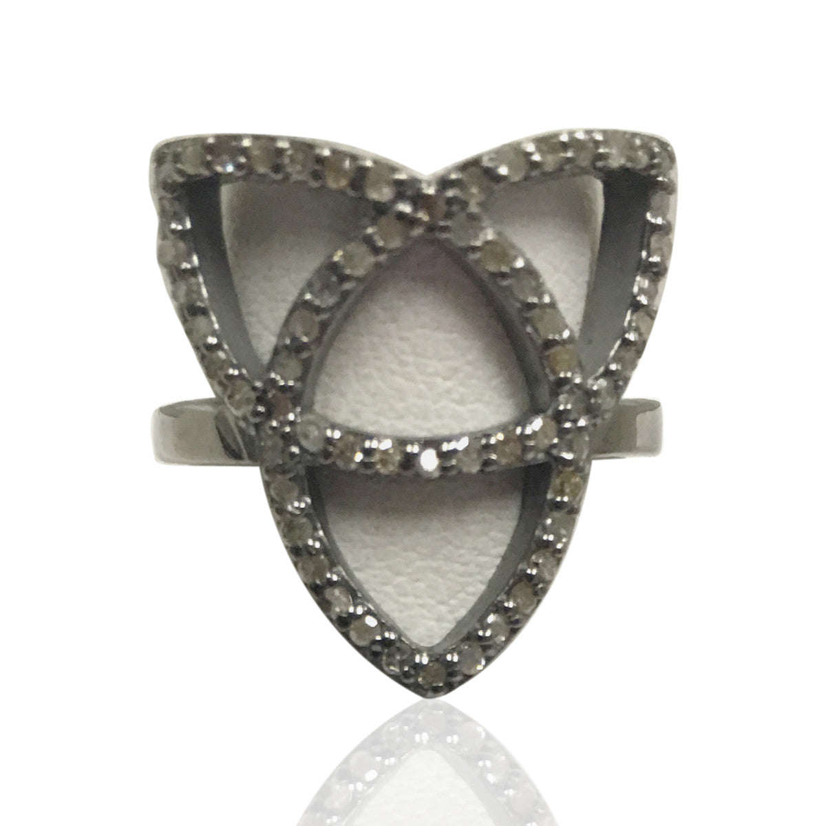 Diamond and Silver Black Rhodium Finish Rings