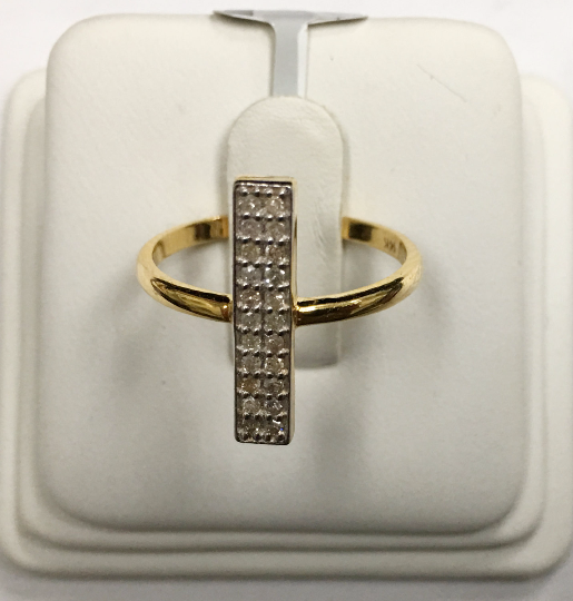 14k Solid Gold Rectangle Shape Diamond Rings. Approx Size 0.68 "(4 x 17 mm)