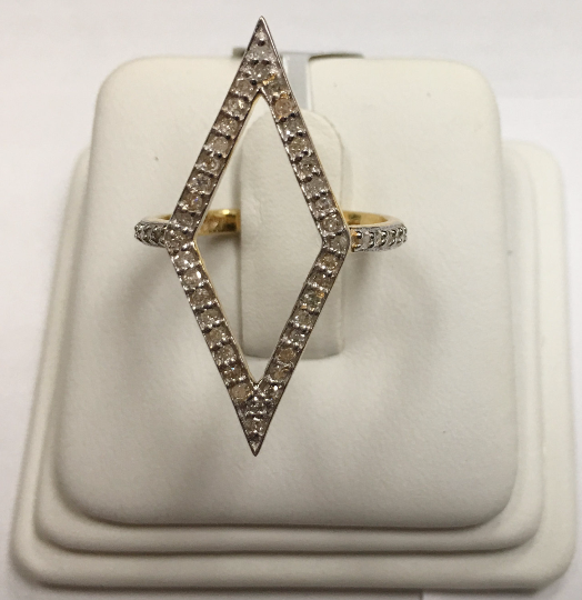 14k Solid Gold Open Marquise Shape Diamond Rings. Approx Size 1.20 "(14 x 30 mm)