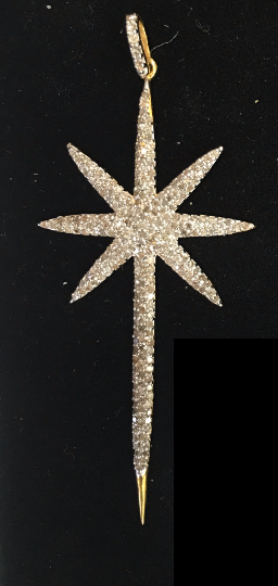 14K Solid Gold Star Diamond Pendants. Genuine handmade pave diamond Pendant. Approx Size 2.60 "(28 x 65 mm)