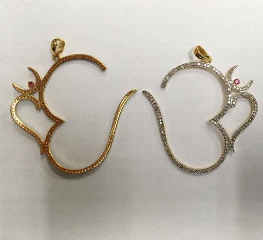 14K Solid Gold Diamond OM Pendants. Genuine handmade pave diamond Pendant. Approx Size 2.20 "(50 x 55 mm)