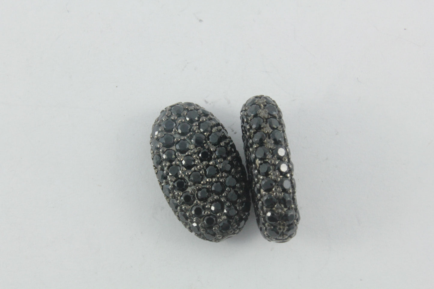 Oval Shape Blue Sapphire Pave Beads