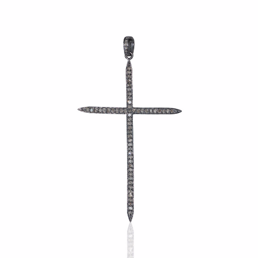 Cross Diamond Charm, 64 mm long, 0.54 cts natural diamonds