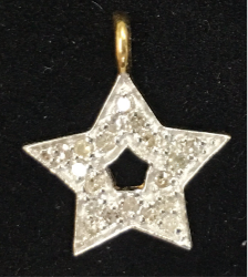 14k Solid Gold Star Diamond Pendants. Pendant. Approx Size 0.60 "(15 x 12 mm)