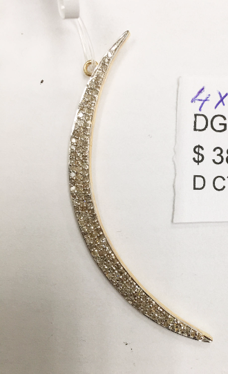 14k Solid Gold Crescent Moon Diamond