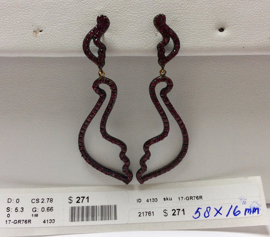 Ruby Silver Black Rhodium Finish Earrings