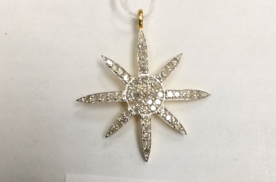 14k Solid Gold Star Diamond Pendants. Approx Size 1.12 "(24 x 28 mm)