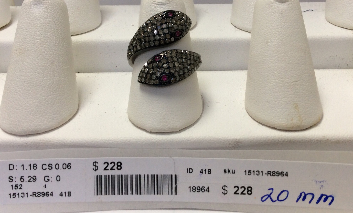 Diamond and Silver Ruby Stone Black Rhodium Finish Rings
