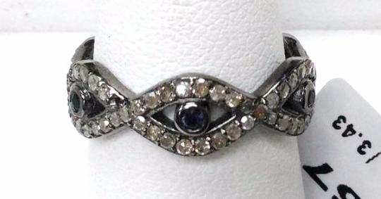 Pave Diamond Ring .925 Oxidized Sterling Silver Diamond Ring, Genuine handmade pave diamond Ring Size Approx 0.84"(6 x 21 MM)
