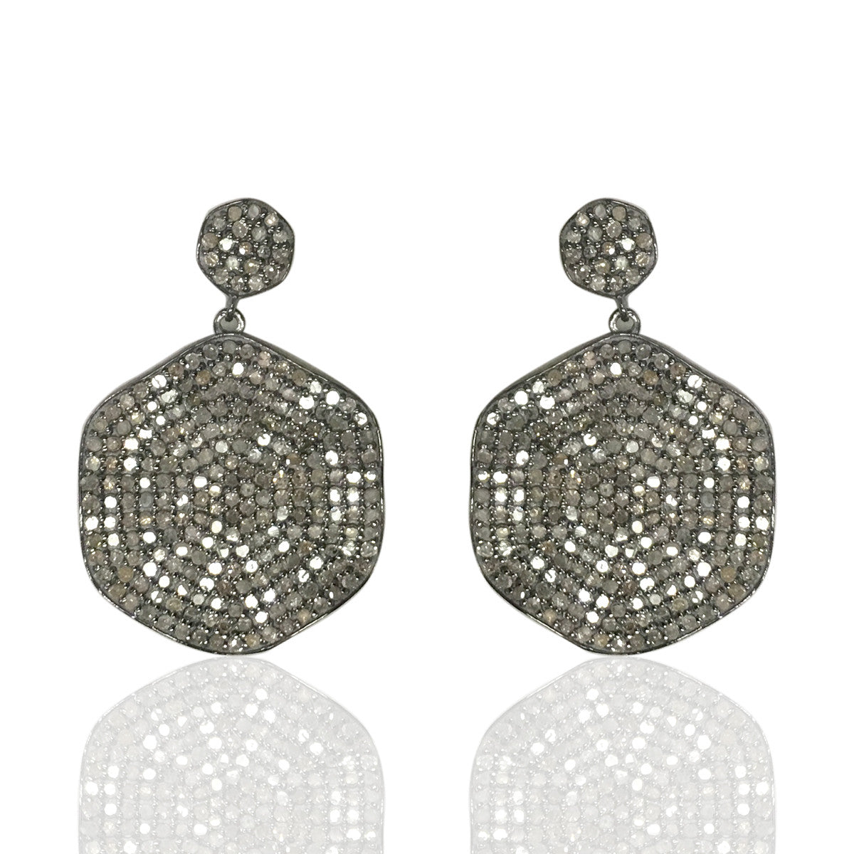 Hexagon Diamond Silver Earring