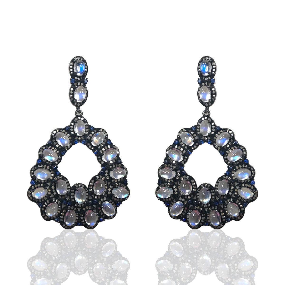 Silver Diamond Silver Earring .925 Oxidized Sterling Silver Diamond Earring, Genuine handmade pave diamond Earring.