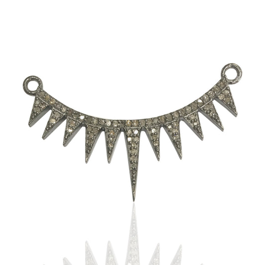 Pave Diamond Art Deco Necklace , Diamond design in sterling silver w/antique finish, Approx 0.55" Stunning