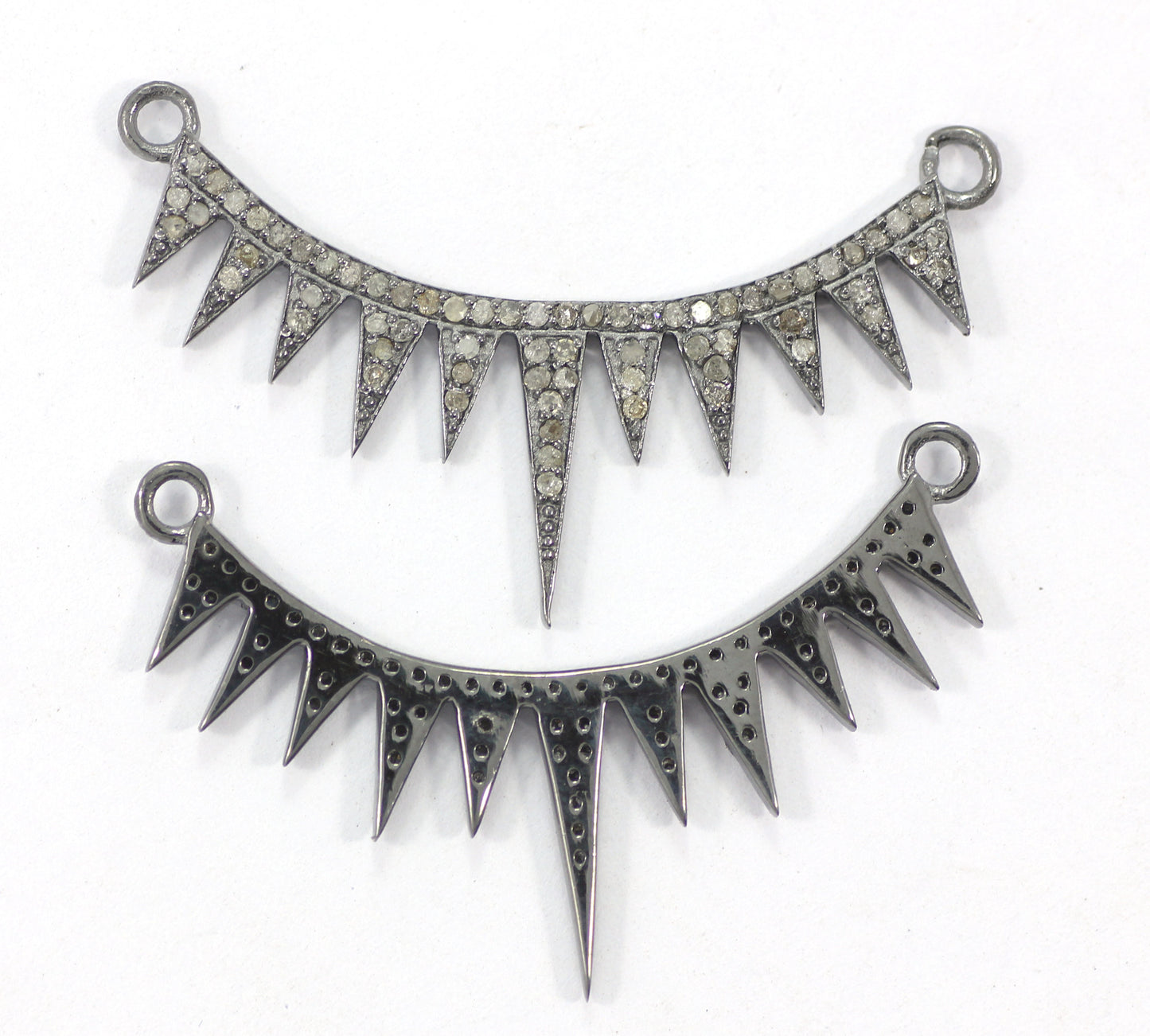 Pave Diamond Art Deco Necklace , Diamond design in sterling silver w/antique finish, Approx 0.55" Stunning