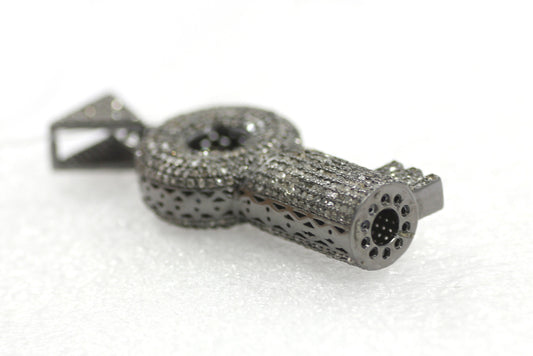 Key Diamond Pendants .925 Oxidized Sterling Silver Diamond Pendants, Genuine handmade pave diamond Pendant Size Approx 1.88"(47 x 18 MM)
