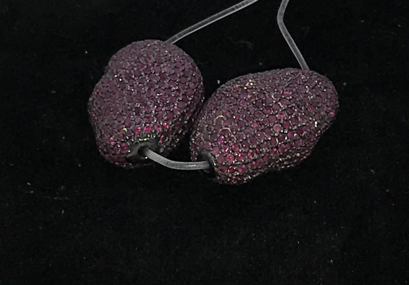 Long Nugget Pave Bead.925 Oxidized Sterling Silver Pave Beads, Genuine handmade pave Beads