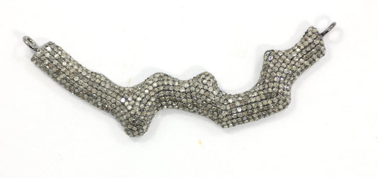 Silver Diamond Pendants .925 Oxidized Sterling Silver Diamond Pendants, Genuine handmade pave diamond Pendant Size Approx 2.40"(60 x 6 MM)