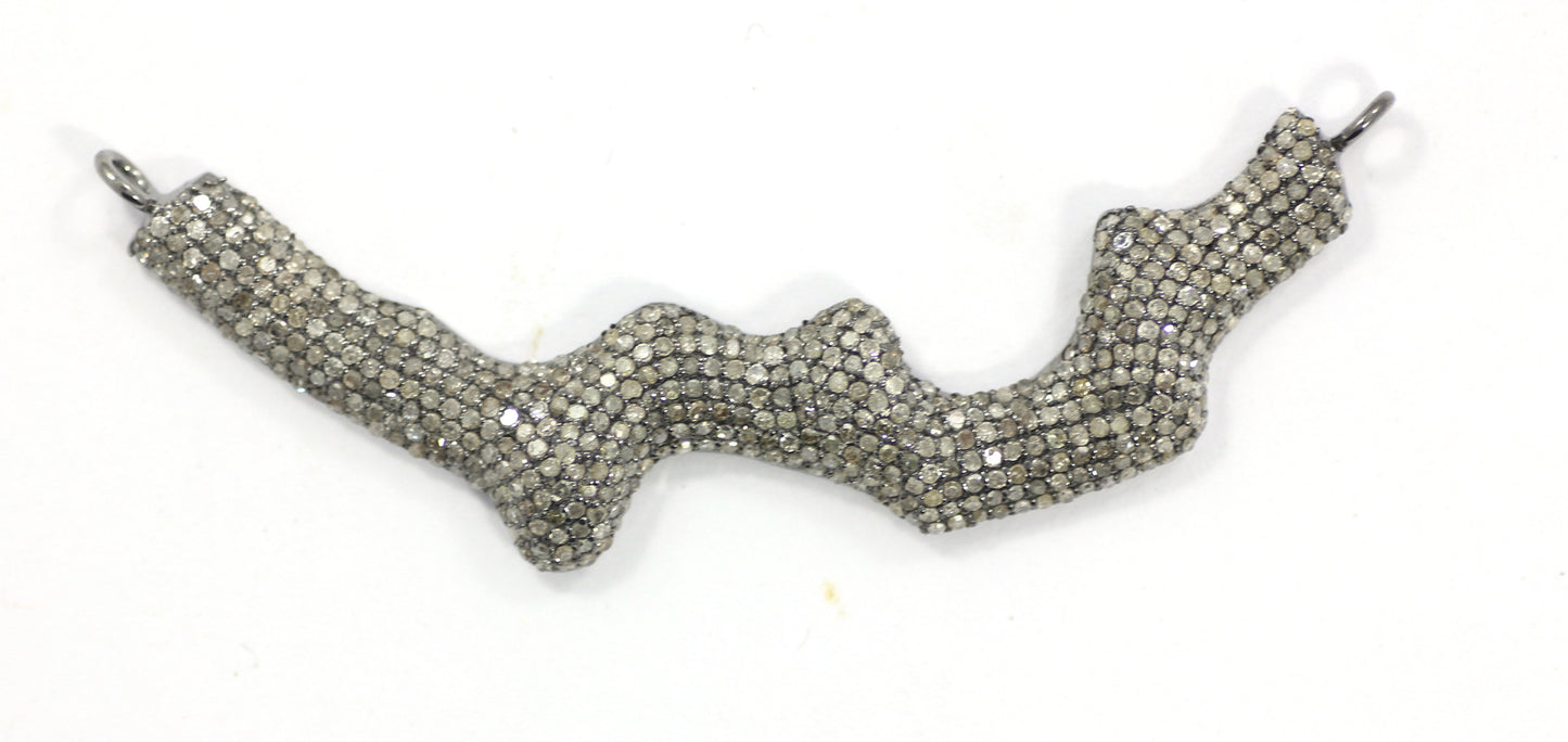 Silver Diamond Pendants .925 Oxidized Sterling Silver Diamond Pendants, Genuine handmade pave diamond Pendant Size Approx 2.40"(60 x 6 MM)