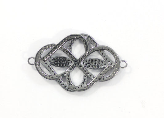 Sterling Silver Diamond Charm .925 Oxidized Sterling Silver Diamond Charm, Genuine handmade pave diamond Charm Size Approx 1.28"(32 x 22 MM)