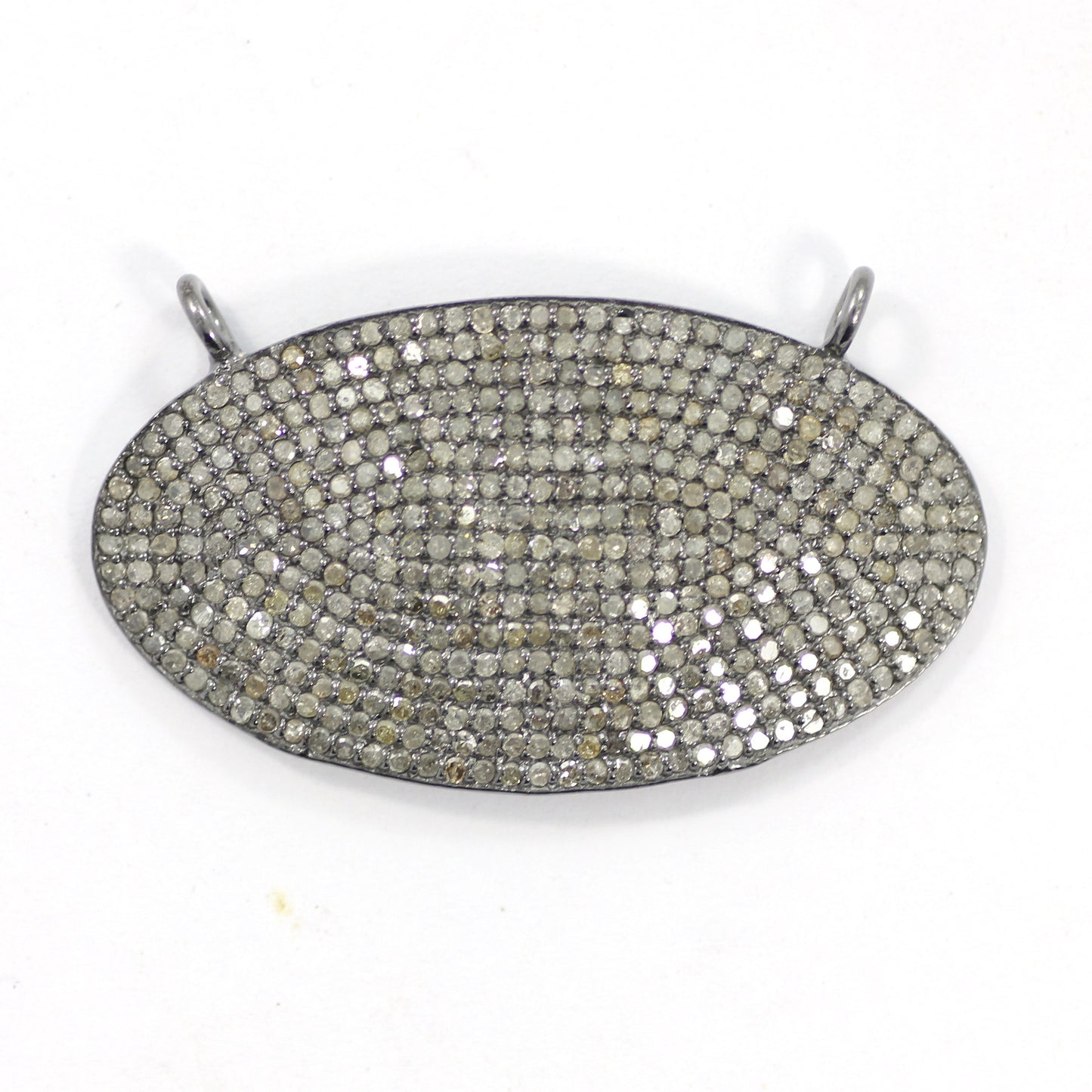 Oval Shape Diamond Necklace .925 Oxidized Sterling Silver Diamond Necklace, Genuine handmade pave diamond Necklace Size Approx 1.44"(36 X 20 MM)