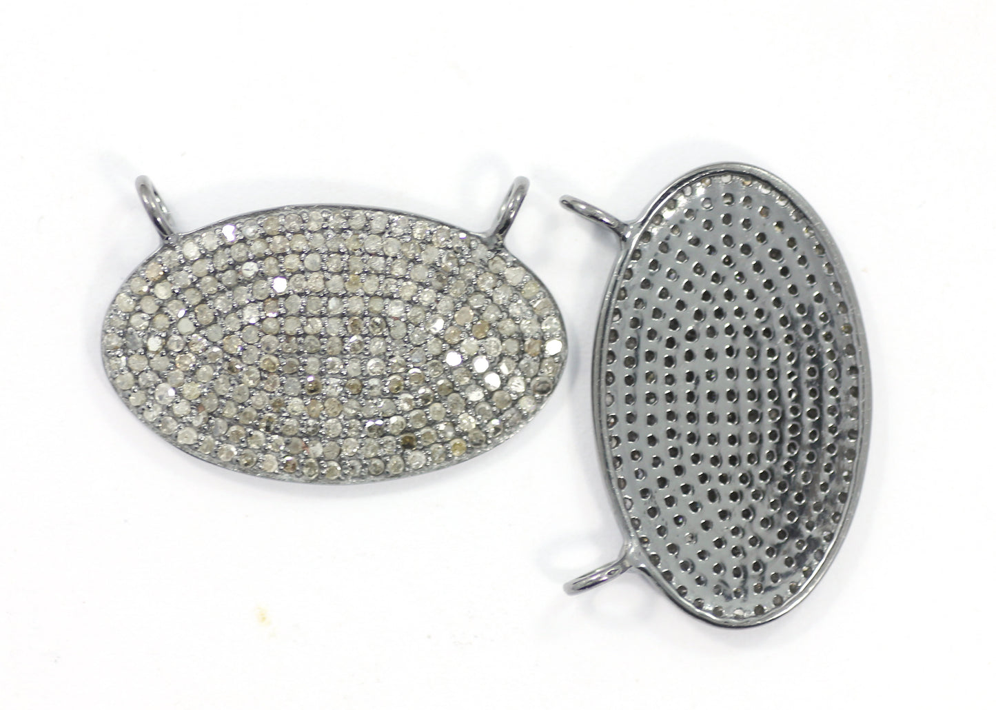 Pave Diamond Necklace .925 Oxidized Sterling Silver Diamond Necklace, Genuine handmade pave diamond Necklace Size 25 x 15 MM