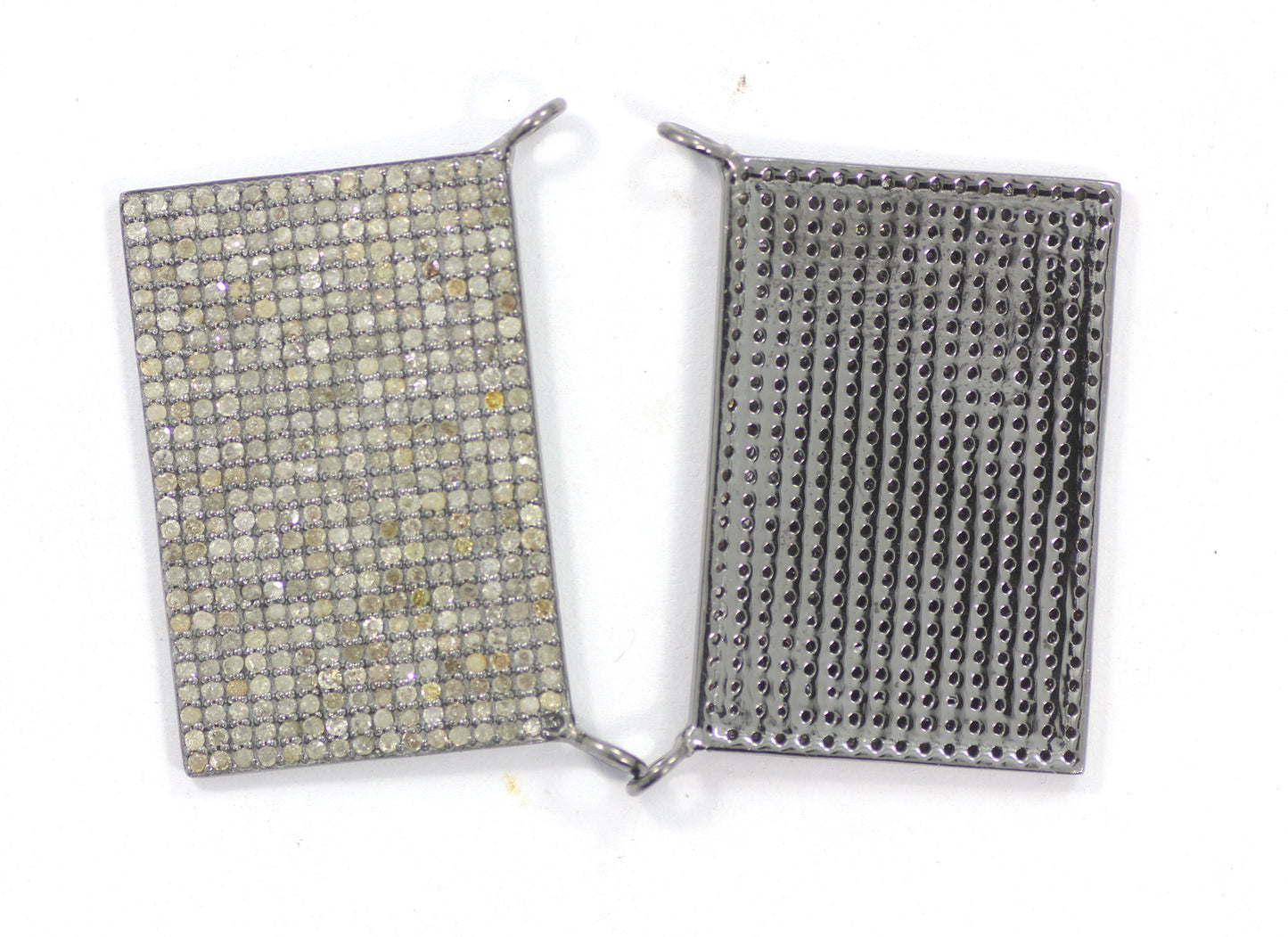 Rectangle Shape Diamond Necklace .925 Oxidized Sterling Silver Diamond Necklace, Genuine handmade pave diamond Necklace Size Approx 1.20"(20x30 MM)