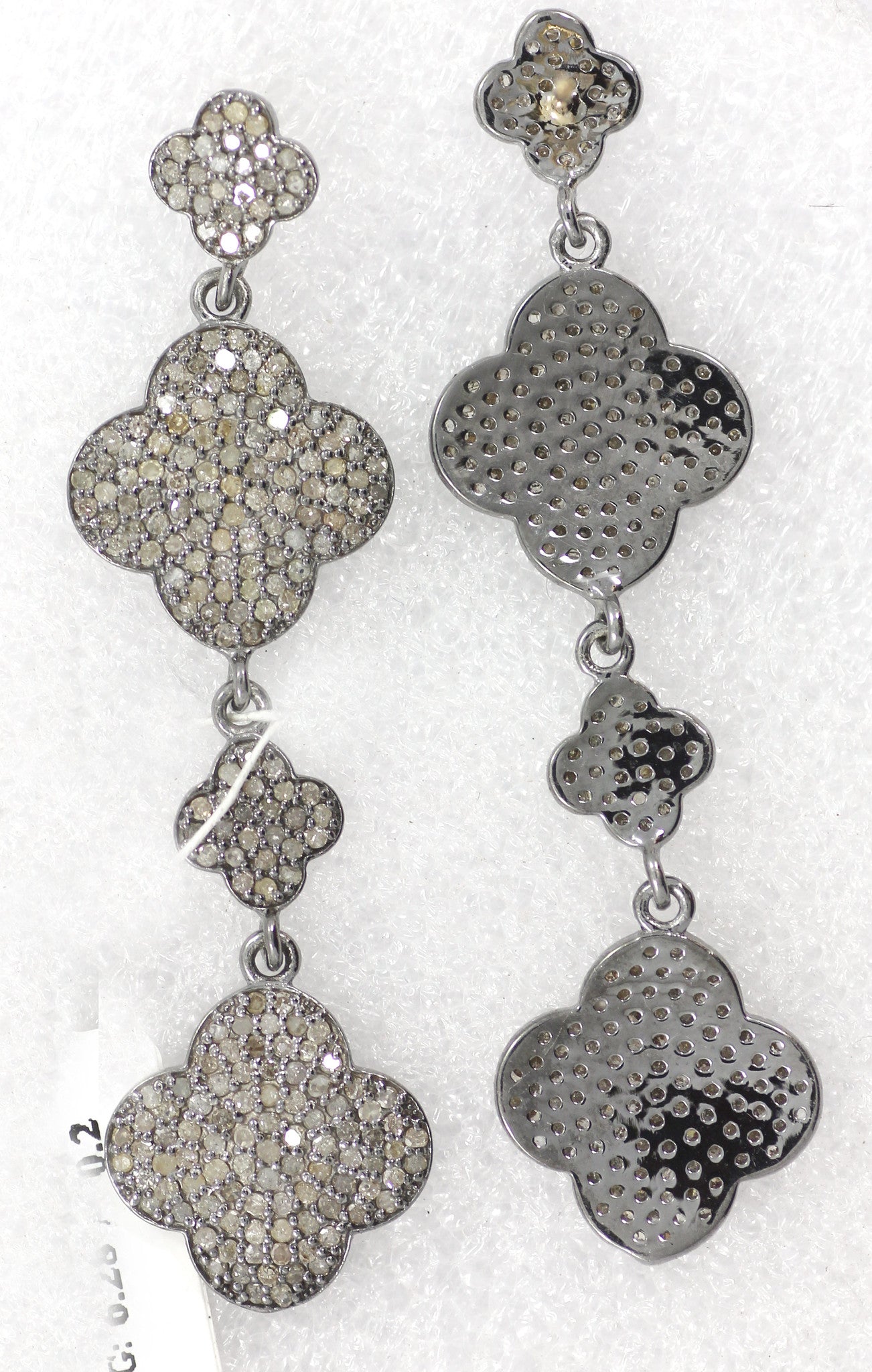Diamond Silver Earring .925 Oxidized Sterling Silver Diamond Earring, Genuine handmade pave diamond Earring Size 2.28"(15 x 57 MM )