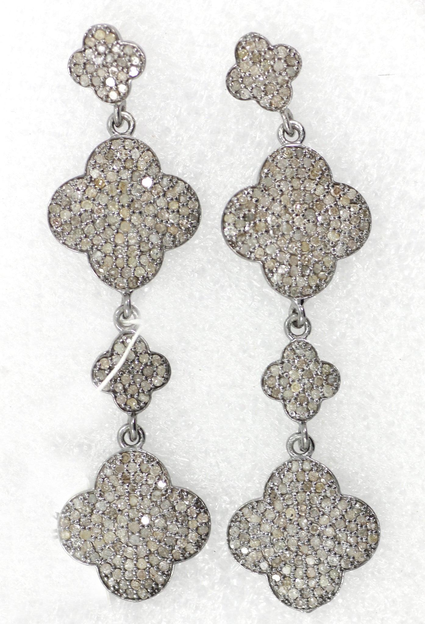 Diamond Silver Earring .925 Oxidized Sterling Silver Diamond Earring, Genuine handmade pave diamond Earring Size 2.28"(15 x 57 MM )