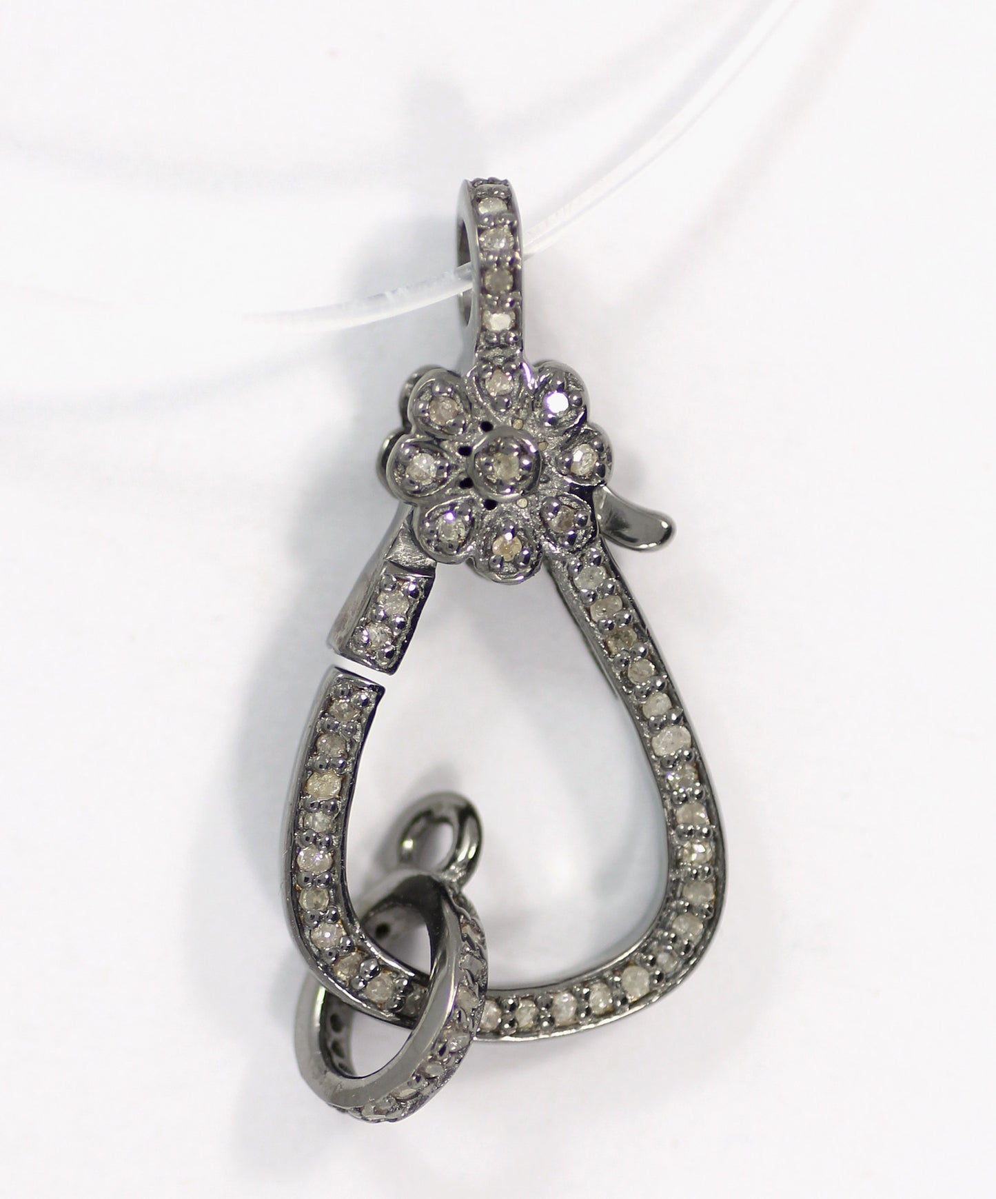 Diamond Clasps .925 Oxidized Sterling Silver Diamond Clasps, Genuine handmade pave diamond Clasps Size Approx 1.20"(30 x 13 MM)