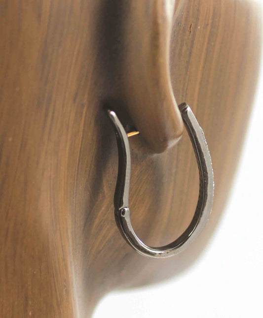 Diamond Silver Earring .925 Oxidized Sterling Silver Diamond Earring, Genuine handmade pave diamond Earring Size 1.04"(26 x 16 MM )