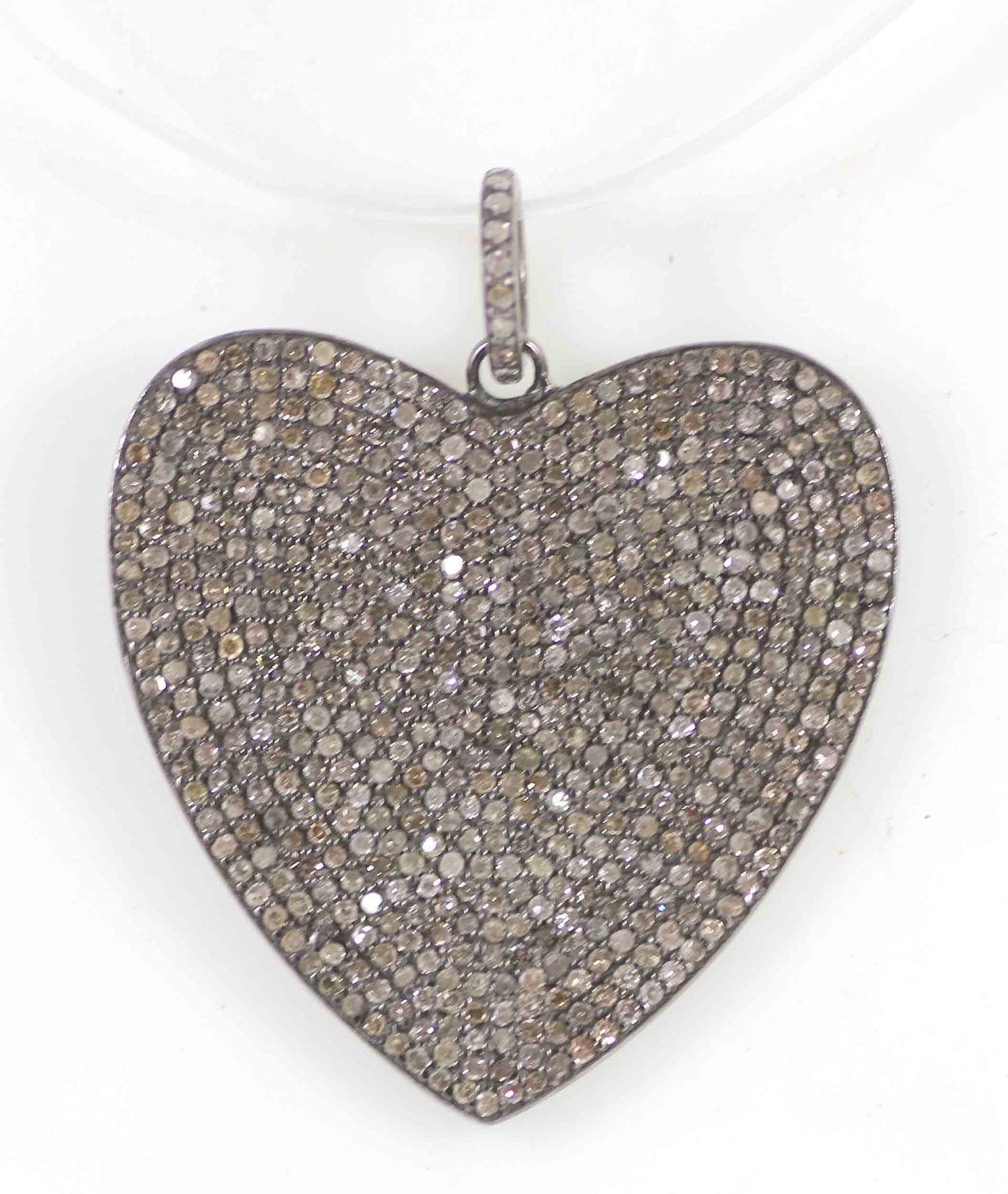 Diamond Heart Shape Pendant, Pave Diamond Pendant, Pave Heart Shape Necklace, Approx 30 x 30mm. Sterling Silver