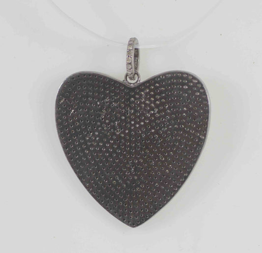 Diamond Heart Shape Pendant, Pave Diamond Pendant, Pave Heart Shape Necklace, Approx 30 x 30mm. Sterling Silver