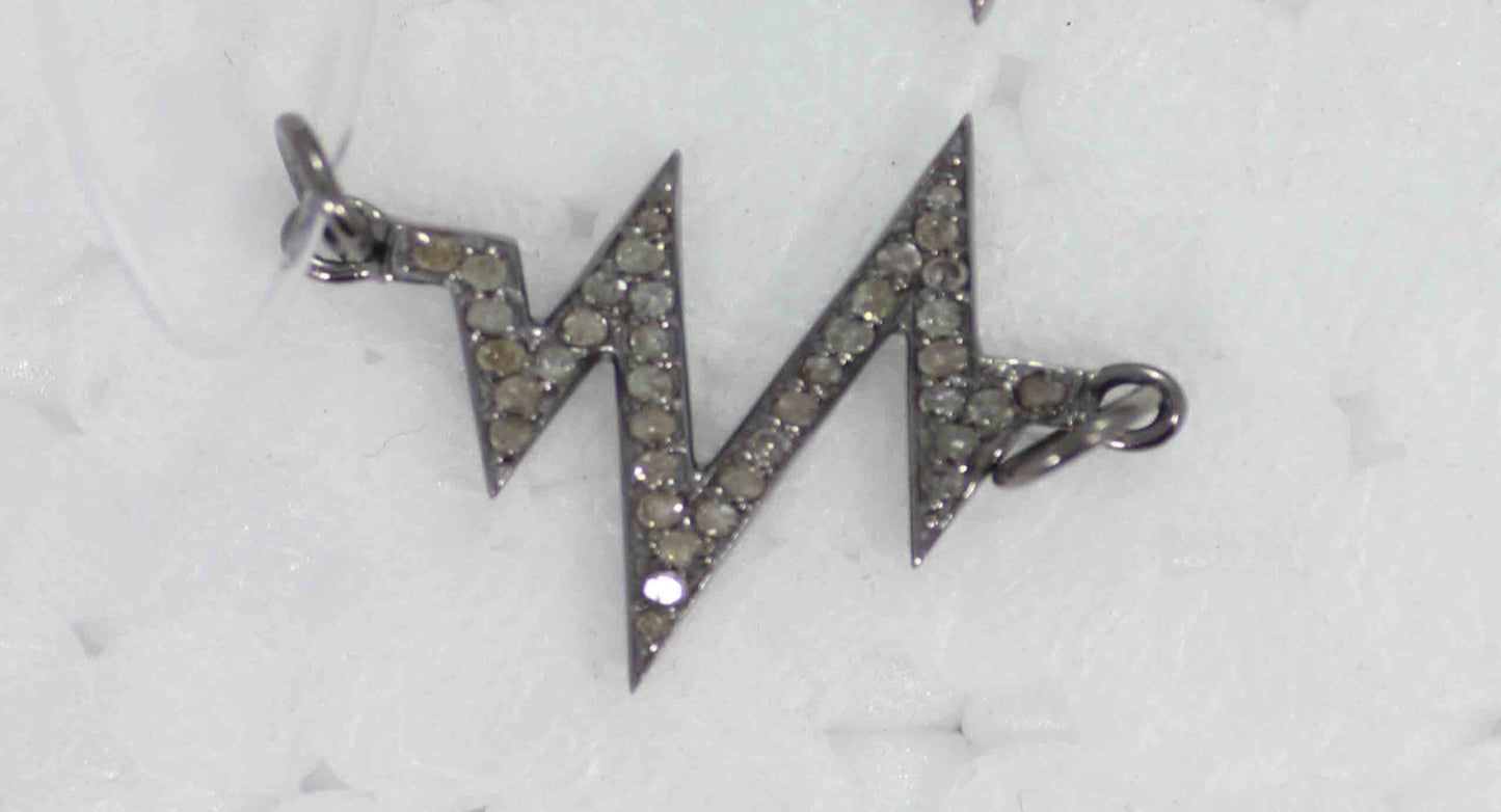 Pave Diamond Charm .925 Oxidized Sterling Silver Diamond Charms, Genuine handmade pave diamond Charm Size 20 x 21 mm MM