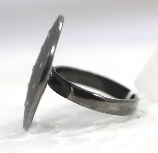 Silver Pave Diamond Ring .925 Oxidized Sterling Silver Diamond Ring, Genuine handmade pave diamond Ring Size Approx 1.00"(25 MM)