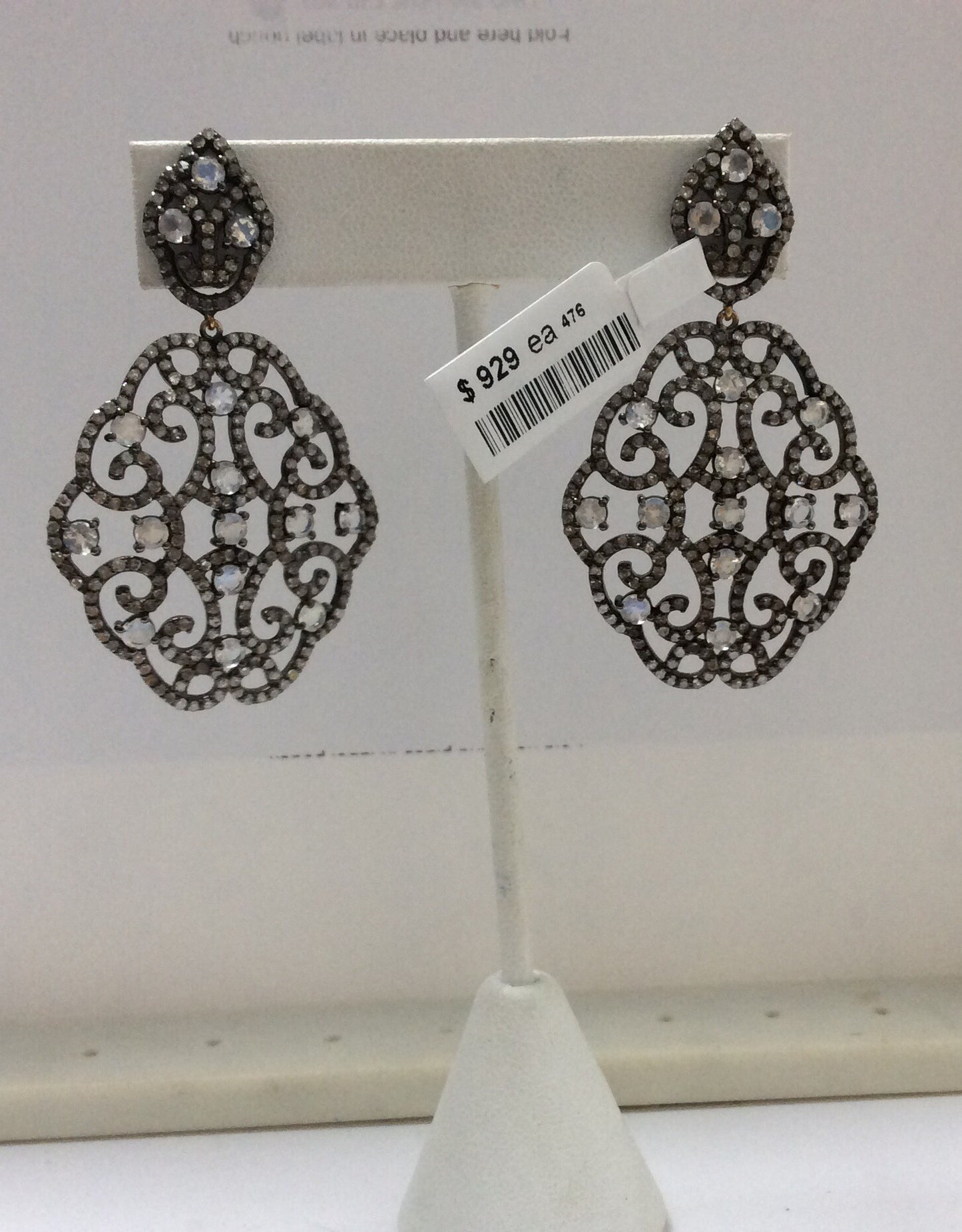 Diamond and Silver White Rainbow Moon Earring