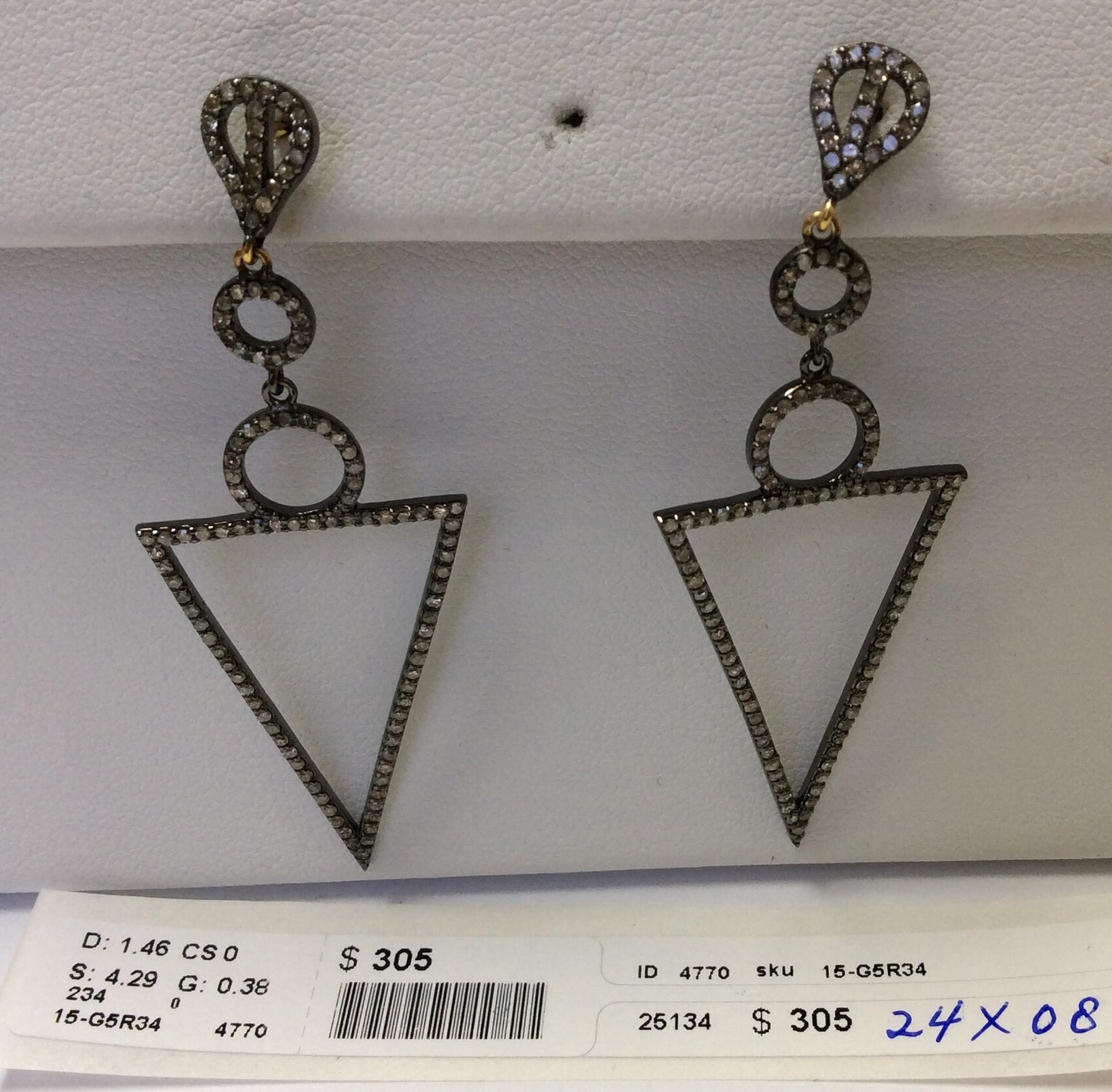 Diamond and Silver Black Rhodium Finish Earring.