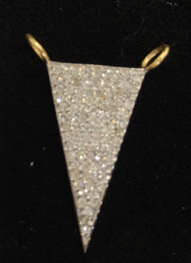 14k Solid Gold Triangle Diamond Pendants.