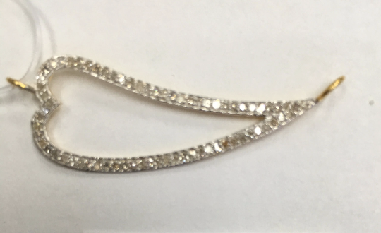14k Solid Gold Open Leaf Shape Diamond Pendants