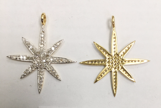 14k Solid Gold Star Diamond Pendants