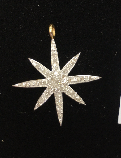 14k Solid Gold Star Diamond Pendants