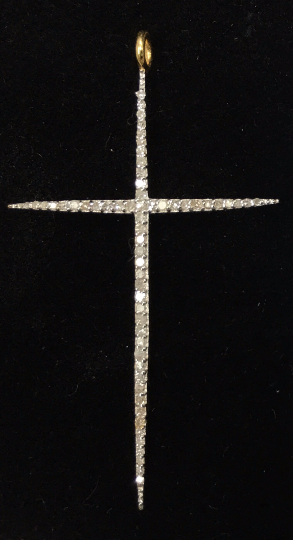 14K Solid Gold Cross Diamond Pendants