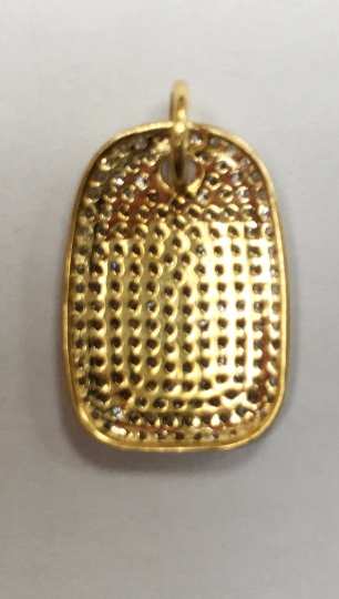 14K Solid Gold Dog Tag Diamond Pendants