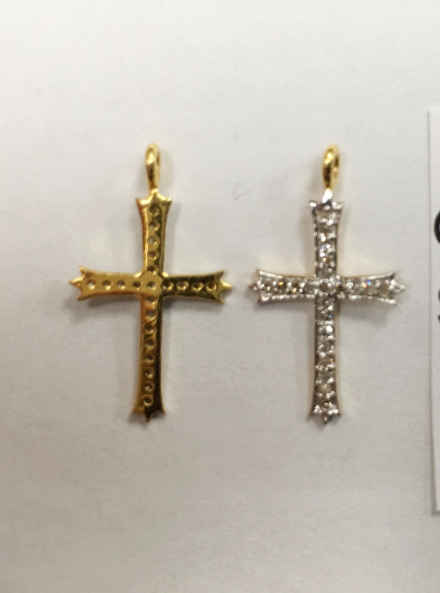 14K Solid Gold Cross Diamond Pendants
