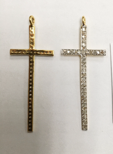 14K Solid Gold Cross Diamond Pendants.
