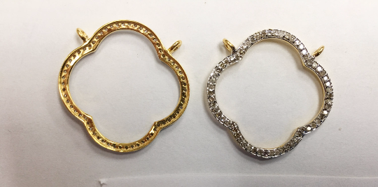 14k Solid Gold Open Shape Diamond Pendants