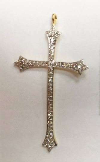 14K Solid Gold Cross Diamond Pendants