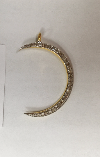 14k Solid Gold Crescent Moon Diamond